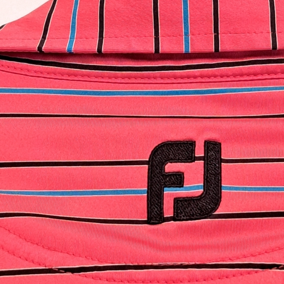 FootJoy Pink and Blue Striped Polo Shirt Size L #1 - Picture 6 of 7